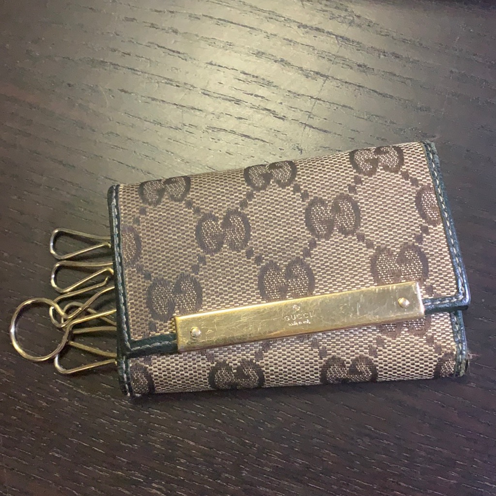 Gucci Vintage Green And Brown Key Holder Wallet